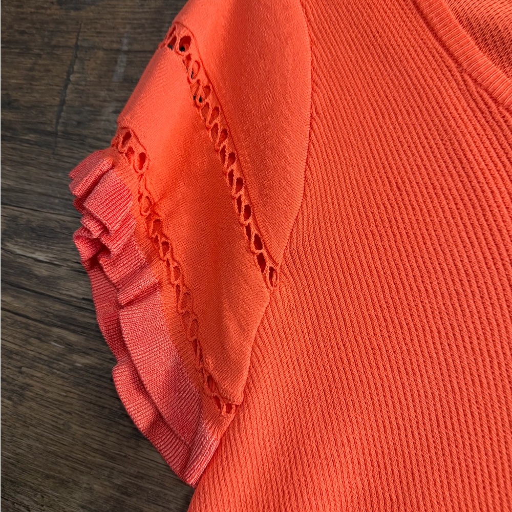 Chico's Vibrant Orange Blouse with Ruffle Sleeves - Picture 2 of 8